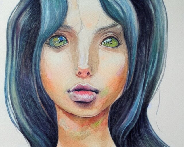 a girl with the ice cream watercolor colored pencil painting trending on artstation 