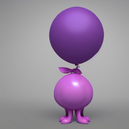 3D render of a pink balloon dog in a violet room