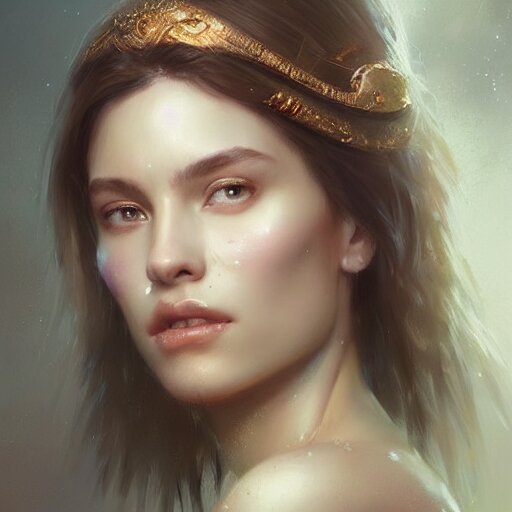 a beautiful portrait of a goddess with pearly skin by greg rutkowski and raymond swanland, trending on artstation, ultra realistic digital art 