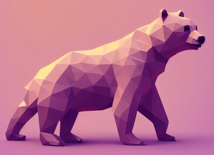 low polygon render of a bear, on a white background, isometric 3 d, ultra hd 