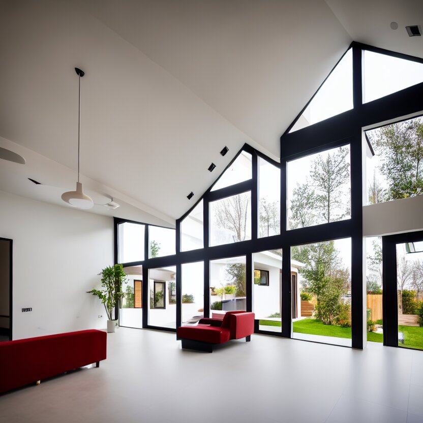 Interior photograph of a bright modern house, 8k, ultra HD