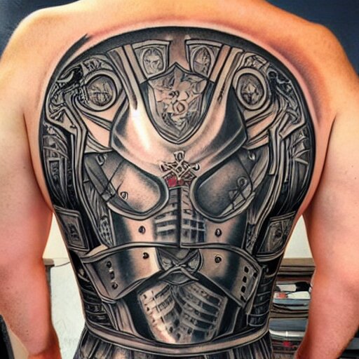 A german knight in armor designed by alex grey, tattoo, tattoo art, Black and grey tattoo style