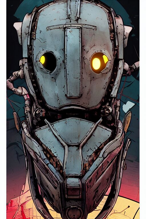 
robot ninja mask helmet bot borderland that looks like it is from Borderlands and by Feng Zhu and Loish and Laurie Greasley, Victo Ngai, Andreas Rocha, John Harris 
