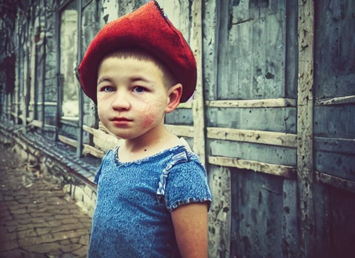 professional fine details photo portrait of kid from kazan, tatarstan kid in the postsoviet suburbia, iphone detailed photo, instagram 