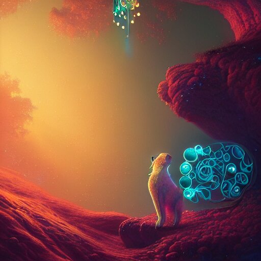 iridescent opalescent animal, backlit, warm tones, bioluminescent : by michal karcz, daniel merriam, victo ngai and guillermo del toro : ornate, dynamic, particulate, intricate, elegant, highly detailed, centered, artstation, smooth, sharp focus, octane render 