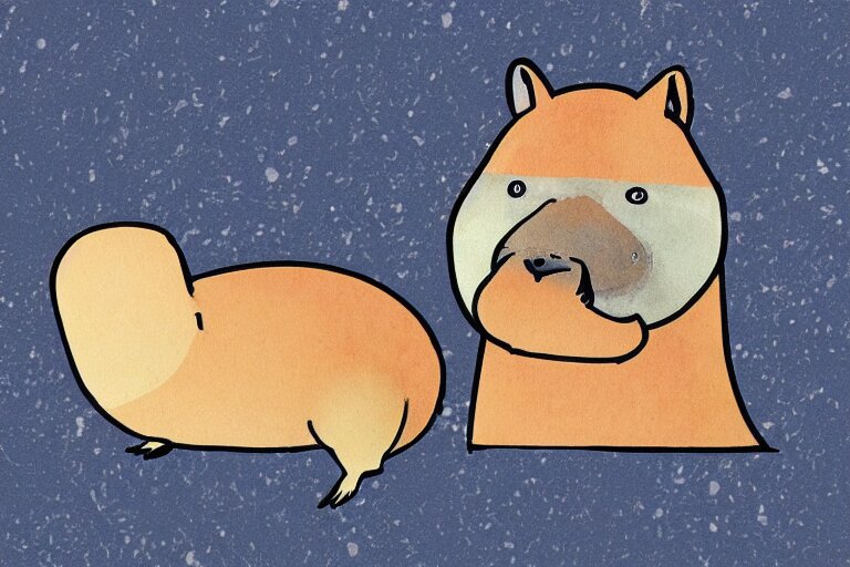 a masterpiece illustration of a funny capybara for a sticker 