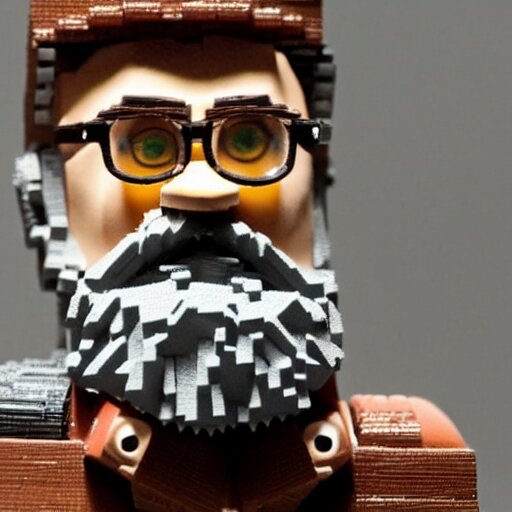 the philosopher Edmund Husserl, made out of Legos, standing in his home office, photo realistic