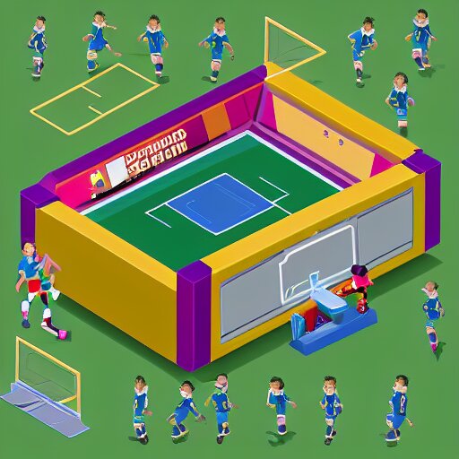 soccer lootbox in the style of peter tarka, 3 d, isometric, game, octane, game, artstation 