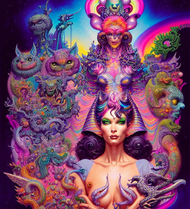 lisa frank pattern fantasy character portrait, ultra realistic, wide angle, intricate details, blade runner artifacts, highly detailed by peter mohrbacher, wayne barlowe, boris vallejo, hajime sorayama aaron horkey, gaston bussiere, craig mullins 