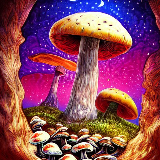 trippy angry mushroom eat a meat, acrilic paint, digital, artstation, detailed intricate ink illustration, heavenly atmosphere, digital art, overdetailed art, concept art, complementing colors, trending on artstation, cgstudio, the most beautiful image ever created, dramatic, subtle, details, award winning artwork, beautiful scenery 