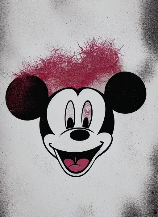 Lexica - Mickey mouse head, distorted, wet, crystalline, broken ...