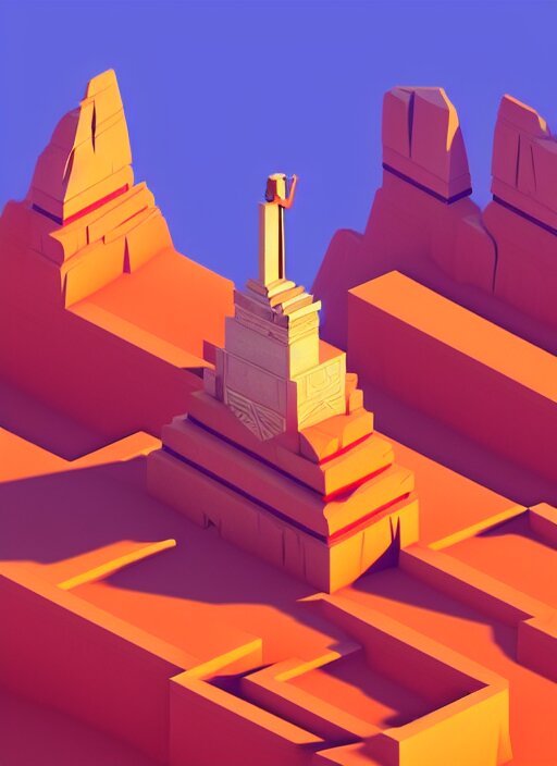 a low poly isometric render of sphinx in the style of monument valley, intricate, elegant, smooth shading, soft lighting, illustration, simple, solid shapes, by magali villeneuve, jeremy lipkin and michael garmash, rob rey and kentaro miura style, octane render 