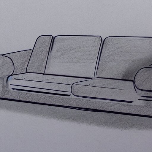 detailed sketch, a prototype concept design of a sofa, commercial tv add, blade runner style,
