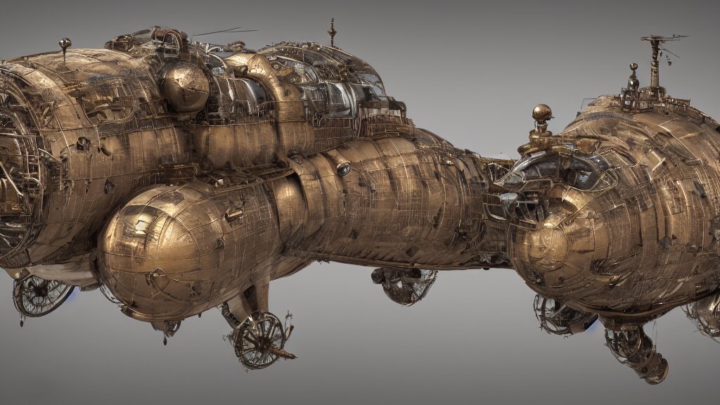 steampunk tardigrade airship, high detail, octane render, 8k