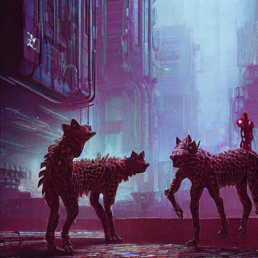 robotic hyena, cyberpunk 2 0 7 7, highly detailed beksinski style art 