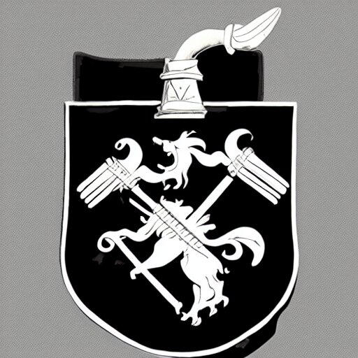 a coat of arms, a black sword on a white background 