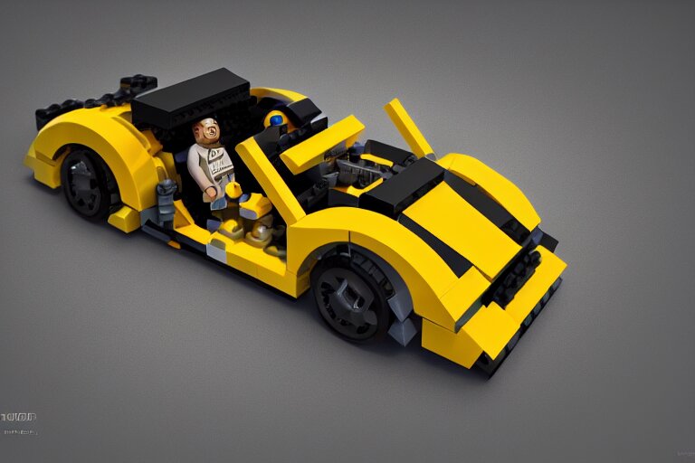 Porsche made out of Lego, octane render, studio light, 35mm,