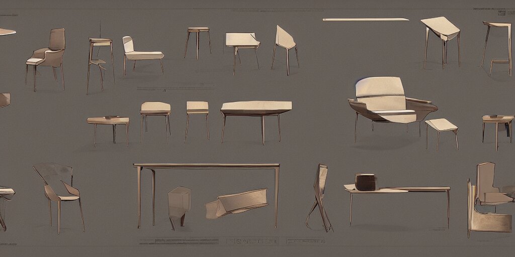 furniture design, furniture design sheet, Greg Rutkowski, Zabrocki, Karlkka, Jayison Devadas, Phuoc Quan, trending on Artstation, 8K, ultra wide angle, zenith view, pincushion lens effect