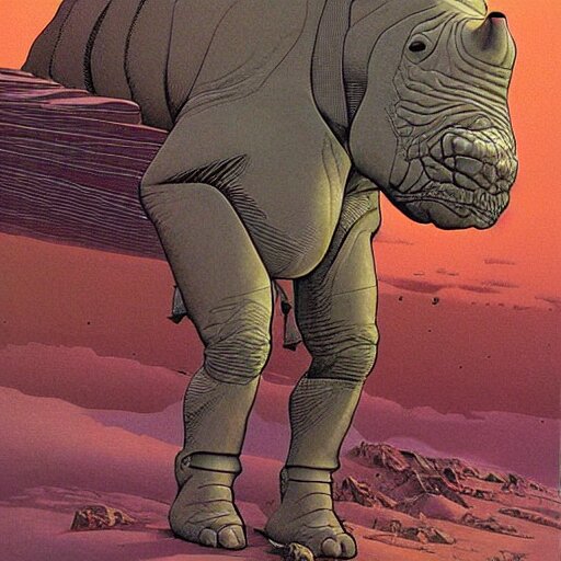 humanoid rhino cyborg | jean giraud moebius 