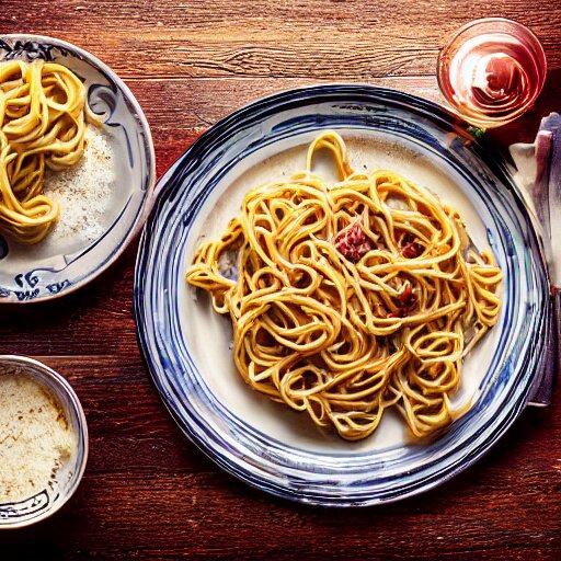 kodak portra 4 0 0, 8 k, soft light, volumetric lighting, highly detailed, a photographic still life of a plate of carbonara, typical italian food, realistic, hyper realistic - h 7 0 4 