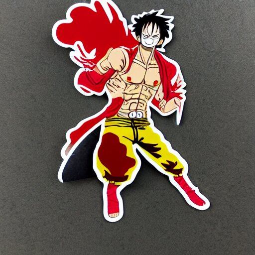 die cut sticker, luffy gear 5, splatter paint 