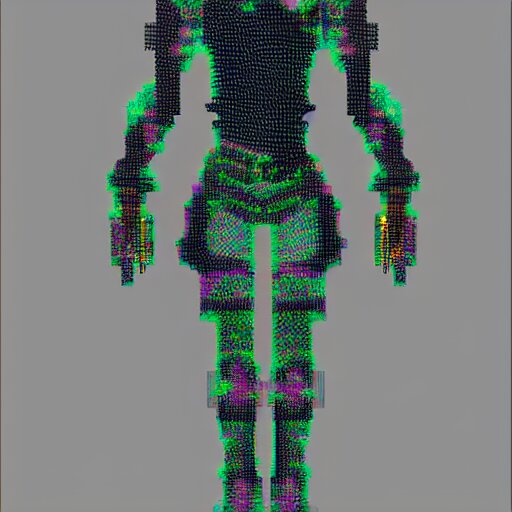 cyberpunk character, pixel art, full  body