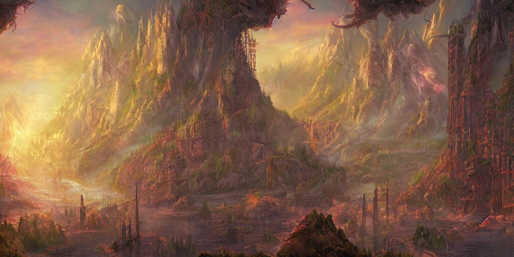 Fantasy digital painting of Portland Oregon. Fantasy art, MTG art, trending on Artstation, highly detailed