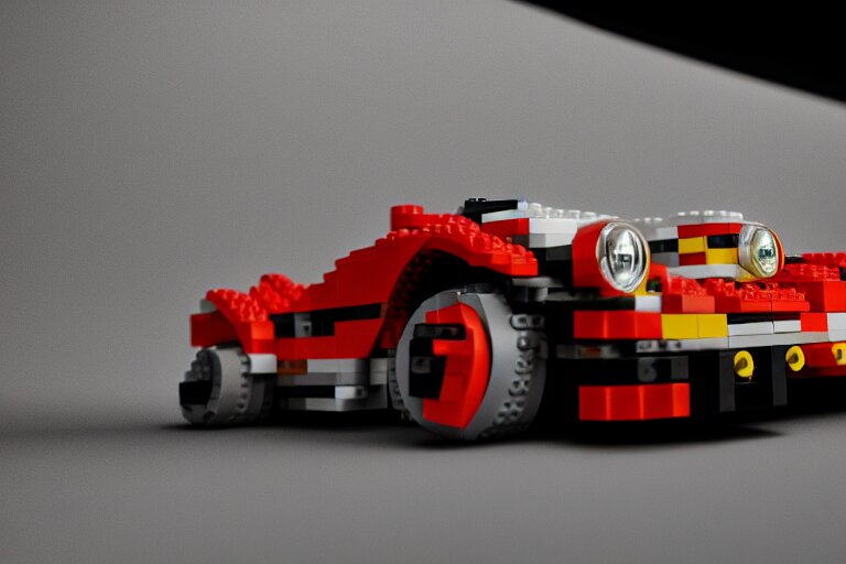 Porsche made out of Lego, octane render, studio light, 35mm,