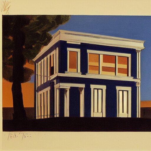 House, style of Edward Hopper