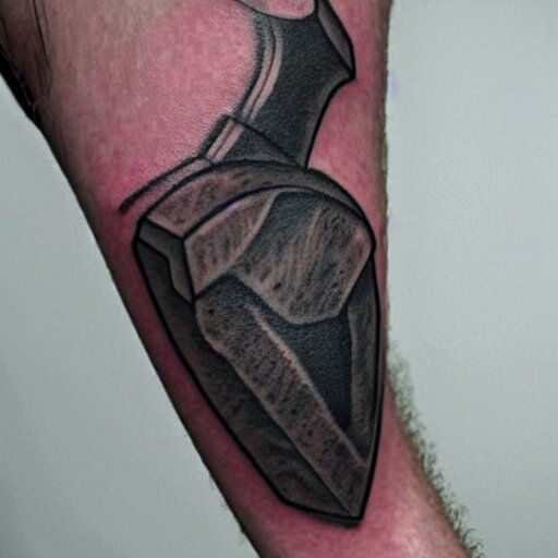 tattoo of a small hatchet axe on the forearm