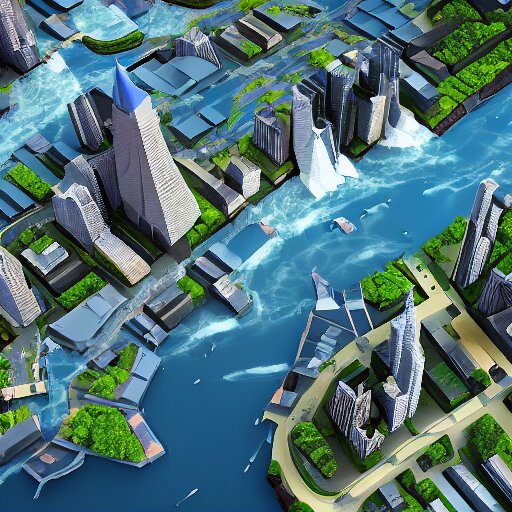 low poly art of new york as an island floating in the sky, low poly, isometric art, 3d render, waterfall, high detail, artstation, concept art, behance, ray tracing, smooth, sharp focus, ethereal lighting