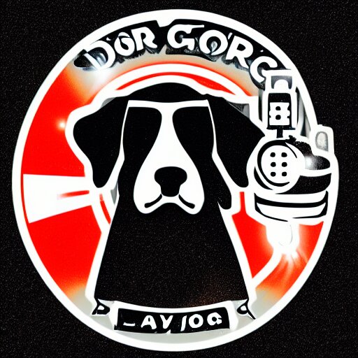 logo of a dog holding a laser gun