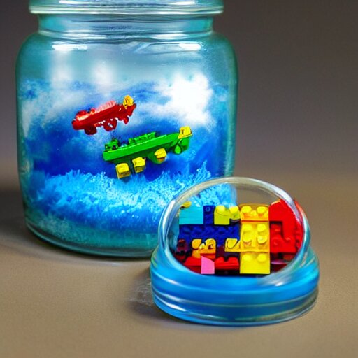 lego tsunami in a jar, hyper realistic, mega details, 