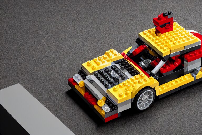 Porsche made out of Lego, designed by Apple, octane render, studio light, 35mm,