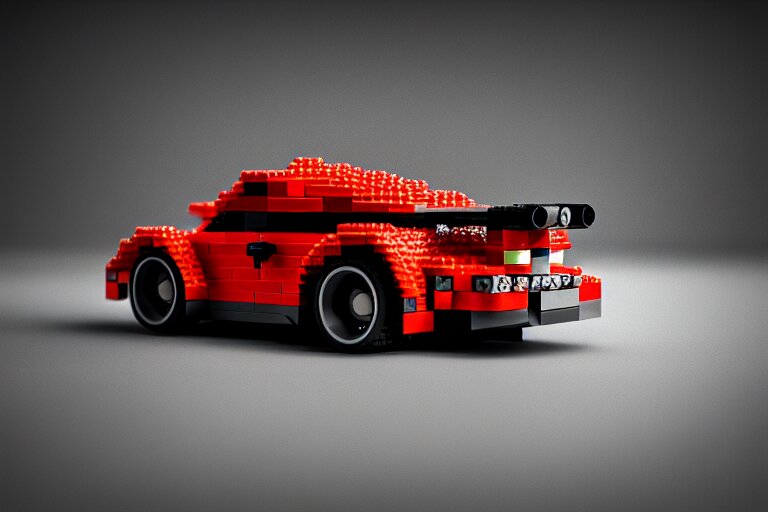 Porsche made out of Lego, octane render, studio light, 35mm,