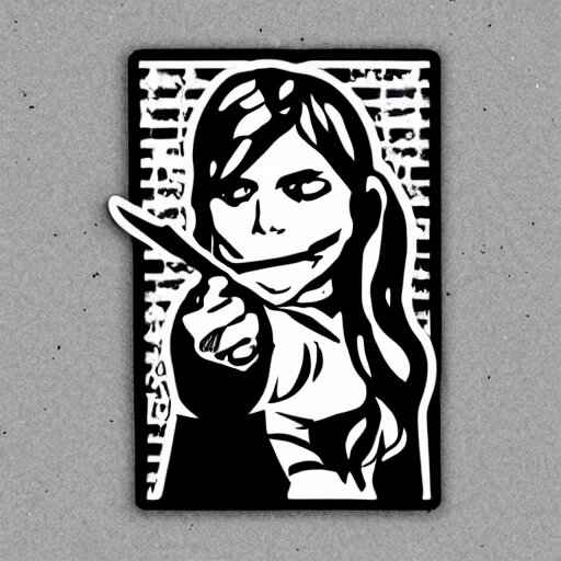 die cut sticker, molotov throwing revolutionary anarchist girl 