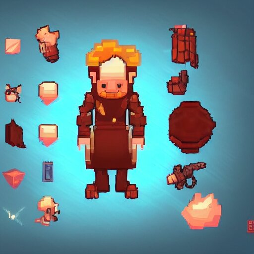 concept art for a magic mechanic, character design, artstation trending # pixelart 