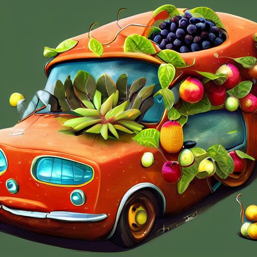 car made of fruits, artstation 