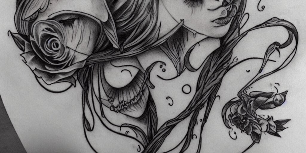 realistic tattoo designs drawn on paper, dark, golden, delicate, hyper realism, tim burton, ink, ultra realistic, 8 k 