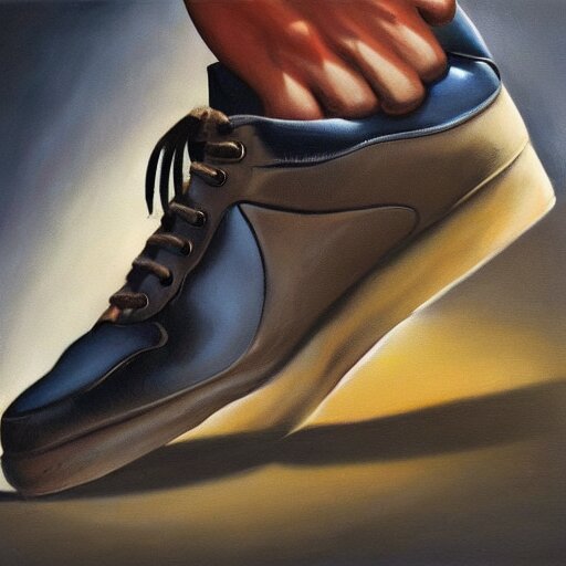 ultra realistic painting of sneakers, art by frank frazetta, 4 k, ultra realistic, highly detailed, epic lighting 