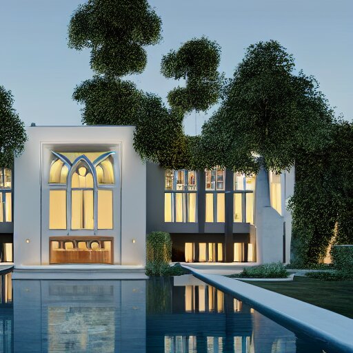 still photo of an architecture accurate modern mansion, highly detailed, photorealistic portrait, bright studio setting, studio lighting, crisp quality and light reflections, unreal engine 5 quality render 