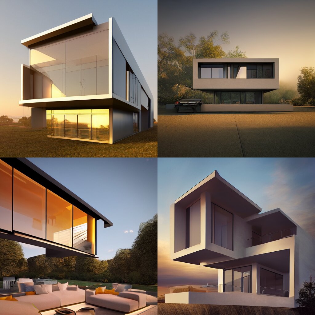 modern house, golden hour, architecture, concept art, matte painting 