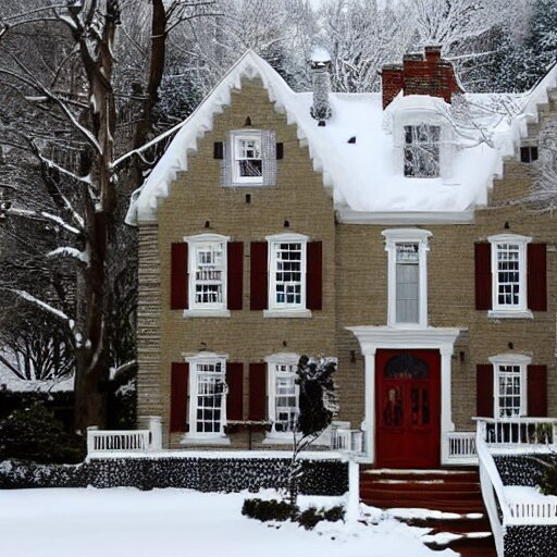 winter colonial house, 