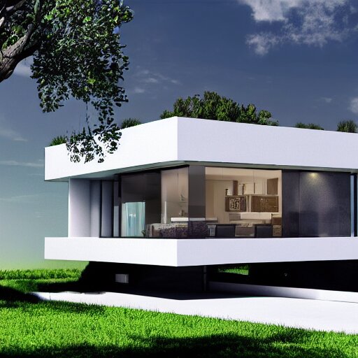 a modern mini house in a crystal ball octane render hyperdetailed, house and home, home and garden, 