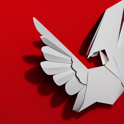 low poly, vector, white eagle icon, in a book, red background, cgsociety, artstation, octane render