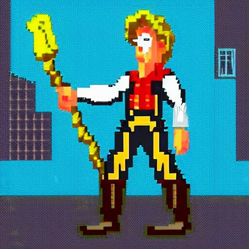 pixel art 8 bit guybrush threepwood, trending on artstation 