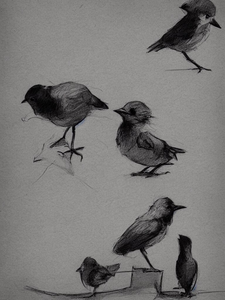 bird and boy sketches by concept artists, blunt borders, rule of thirds, whimsical, light and shadow, backlighting 