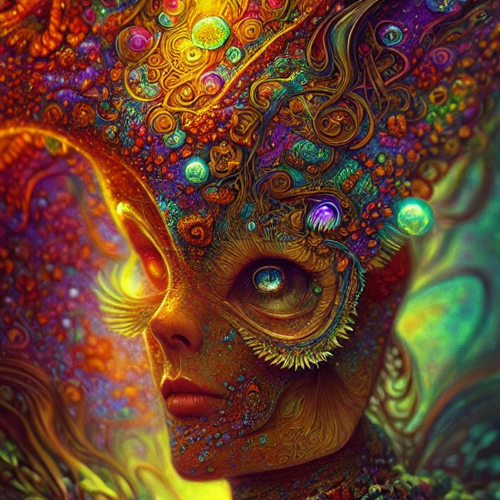 extremely psychedelic macro, dof, lsd, microscopic, diffuse lighting, fantasy, intricate, elegant, highly detailed, organic, photorealistic, digital painting, artstation, illustration, concept art, smooth, sharp focus, art by john collier and albert aublet and krenz cushart and artem demura and mucha 