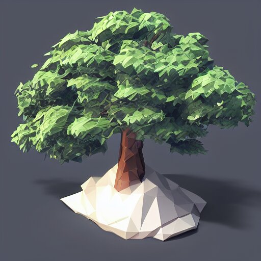 a low poly 3d object of the tree used in mobile game, large and majestic