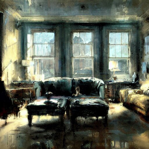 modem living room painting by jeremy mann 